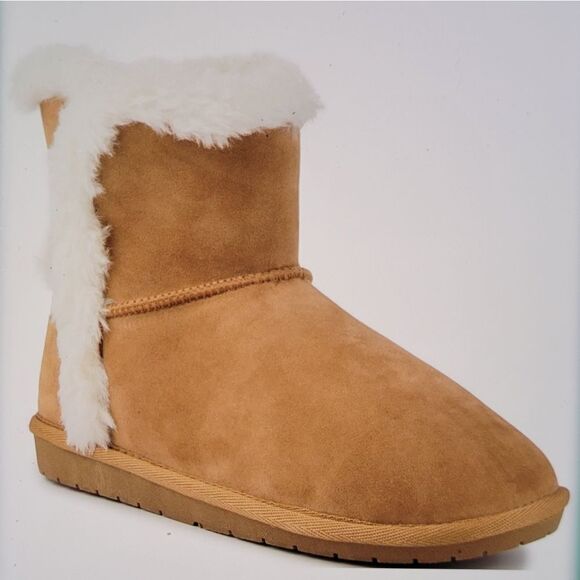 BRAND NEW JUST BE LADIES COG SUEDE ROUND TOE FAUX FUR WOMEN"S BOOTIES - Picture 9 of 15